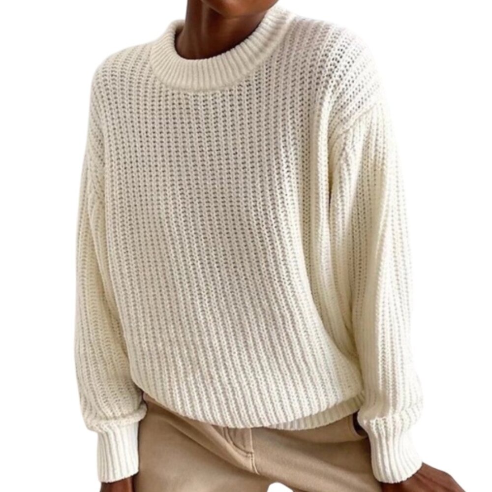 Aritzia Wilfred Chenille Knit Pullover - Cream - Extra Small
